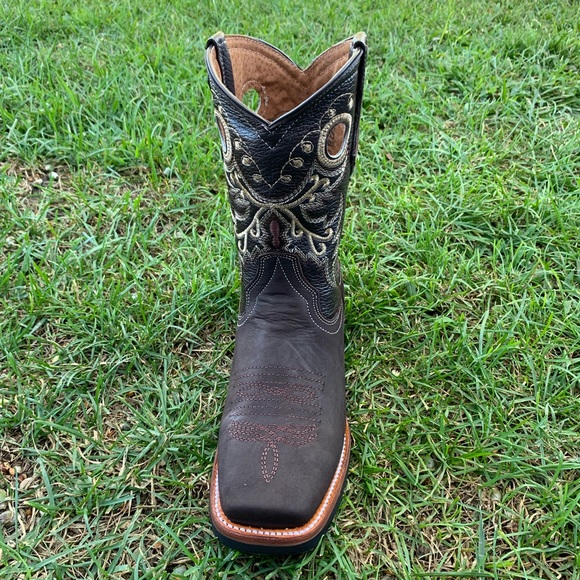 WOMEN'S RODEO COWGIRL BOOTS GENUINE LEATHER BROWN - Picture 4 of 6